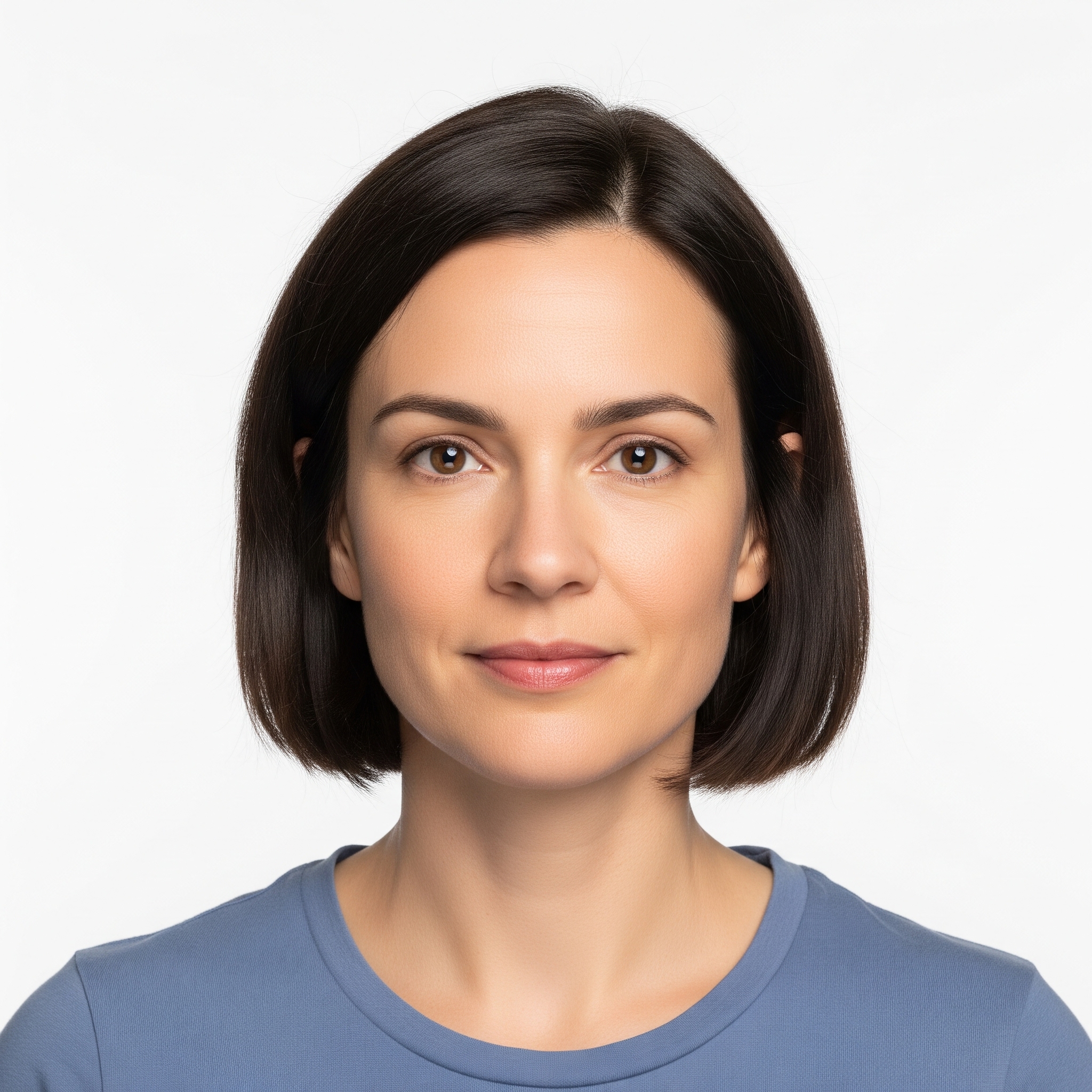 Acceptable permanent resident photo with neutral expression, proper lighting, and plain white background