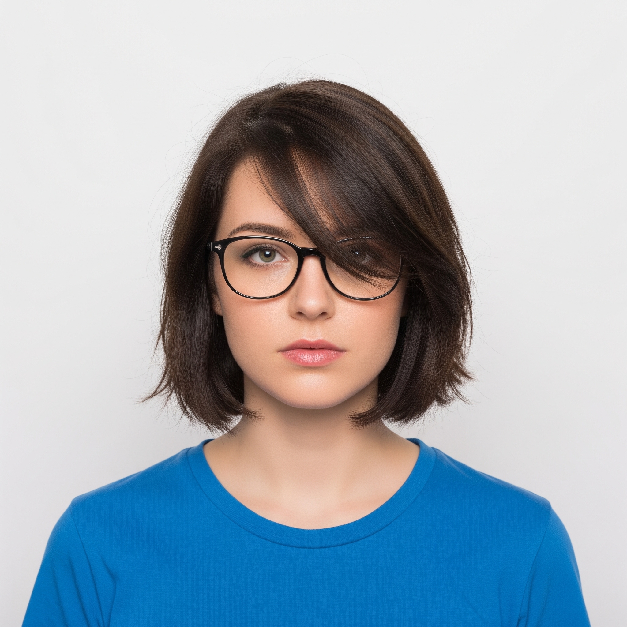 Unacceptable permanent resident photo with glasses and hair covering part of the face